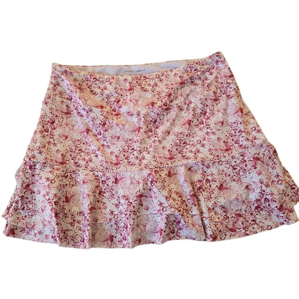 Denise Cronwall Womens Floral Meadow Short Activewear Tennis Skort Pink White XL